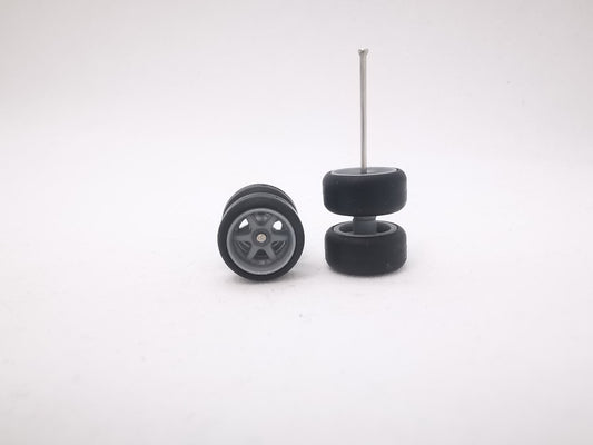 6 spoke jdm 11mm grey ring, black tire