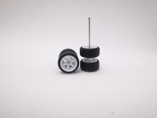 6 spoke jdm 11mm white ring, black tire