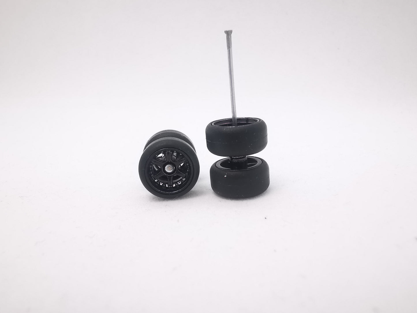 6 spoke jdm 11mm metallic black ring, black tire