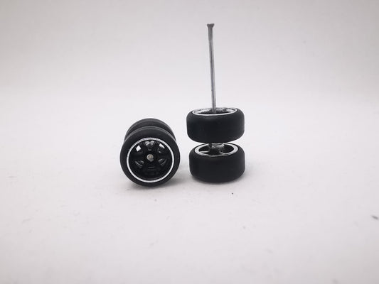 6 spoke jdm 11mm black chrome ring, black tire