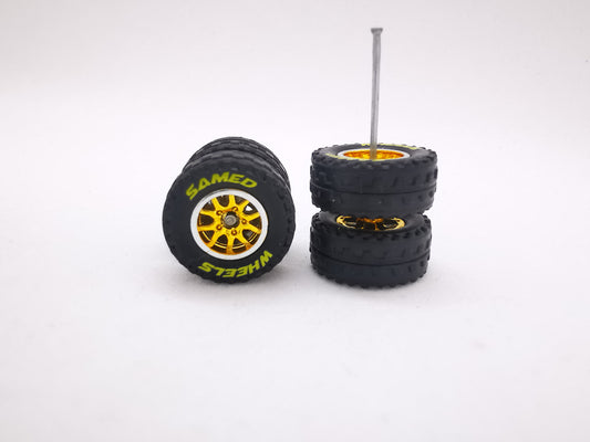 JAGUAR WARRIOR AT 10 MM thunder gold chrome ring, black tire with yellow lettering