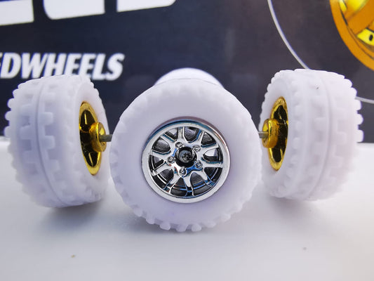 JAGUAR WARRIOR AT 10 MM thunder chrome ring, white tire