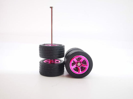 5 spoke/Muscle 10MM pink ring, black tire