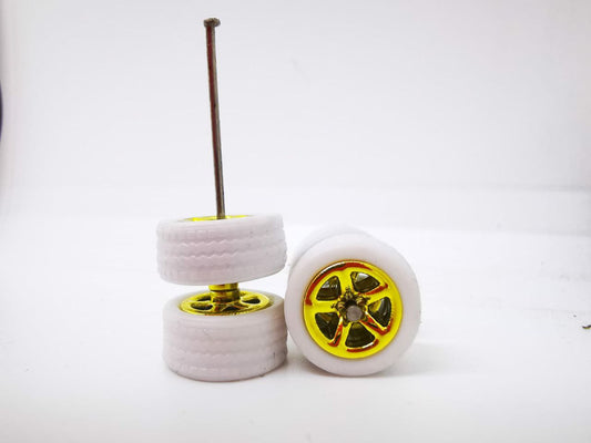5 spoke/Muscle 10MM Yellow ring white tire